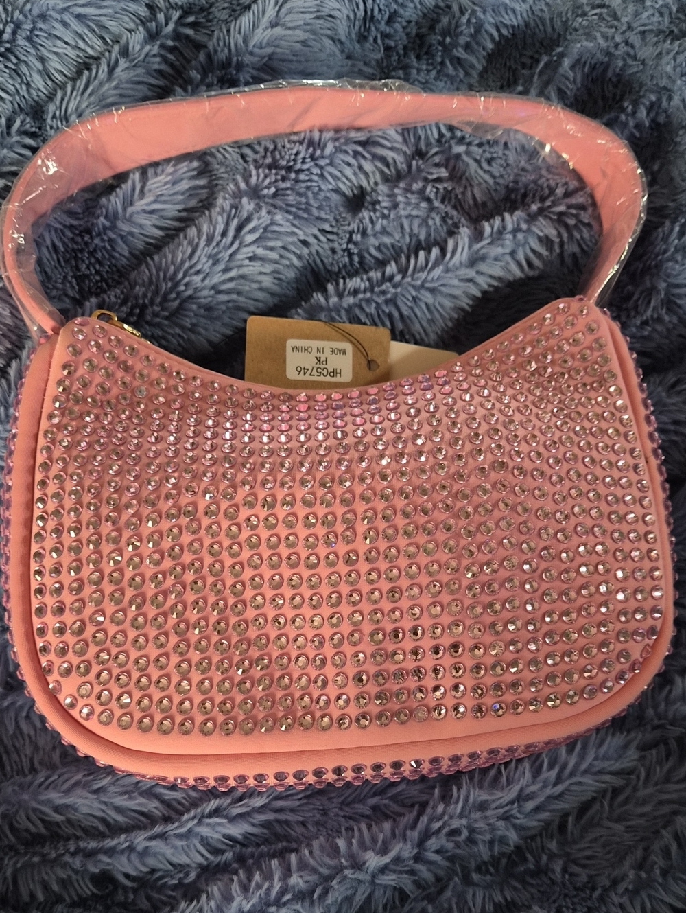 Pink Crystal-Accent Mini Shoulder Bag